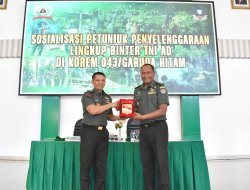 Korem 043/Gatam Gelar Sosialisasi Petunjuk Penyelenggaraan Lingkup Binter TNI AD