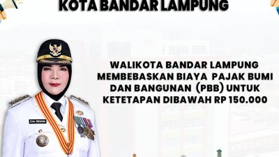 PBB di Kota Bandar Lampung Gratis, Ini Syaratnya