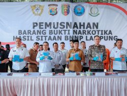 Lampung Tegas Berantas Narkoba, Barang Bukti Ribuan Gram Dimusnahkan di Hadapan Gubernur Mirza
