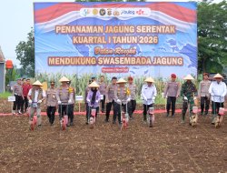 Kapolda Lampung Pimpin Penanaman Jagung Serentak Kuartal I di Pesawaran, Kapolri Beri Arahan Secara Daring 