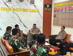 Tingkatkan Sinergi TNI-Polri, Kapolres dan Wakapolres Silaturahmi Ke Kodim 0427 / Way Kanan