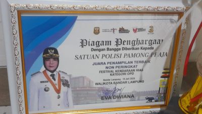 Satpol PP Raih Penghargaan Penampilan Terbaik di Bandar Lampung Expo 2026, Wali Kota Eva Dwiana Ajak Tingkatkan Pelayanan untuk Masyarakat