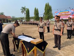 Polres Way Kanan Gelar Upacara Sertijab Kasatlantas, Kasattahti, Kasipropam, Kapolsek Kasui, Kapolsek Pakuan Ratu dan pelantikan Kapolsek Buay Bahuga