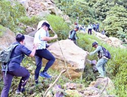Tinjau Lokasi Longsor Gunung Rajabasa,  Bupati Egi Tanam Pohon Cegah Bencana Susulan